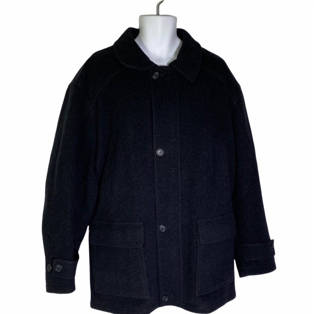 UTEX Coat Jacket Wool Men's Black Peat Fully Lined Size L